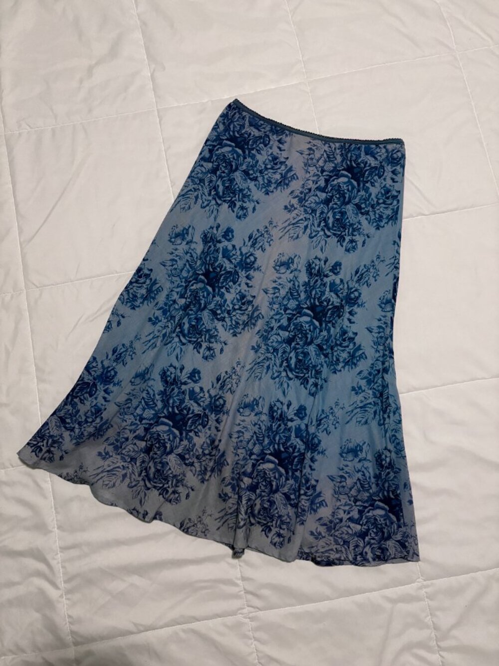 Jonathan Martin JM Collection Blue Floral Toile Midi Skirt Sz S